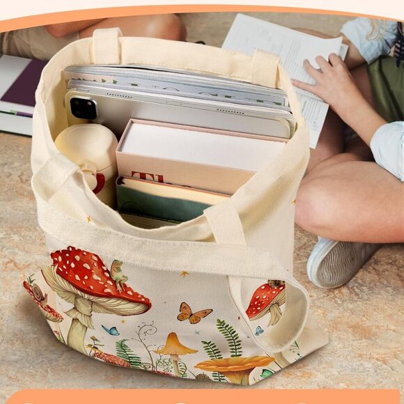 Durable Cotton Canvas Tote with Inner Pocket for Women - Stylish & Versatile - Picture 5 of 6